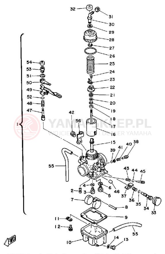 Schemat "Gaźnik" do Yamaha DT250F