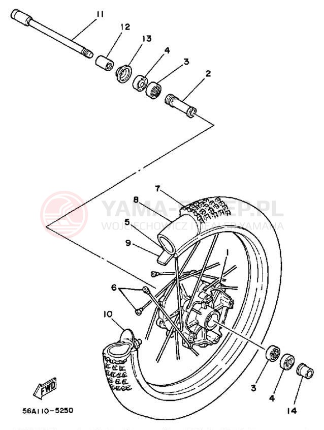 Schemat "Koło przód" do Yamaha YZ125N