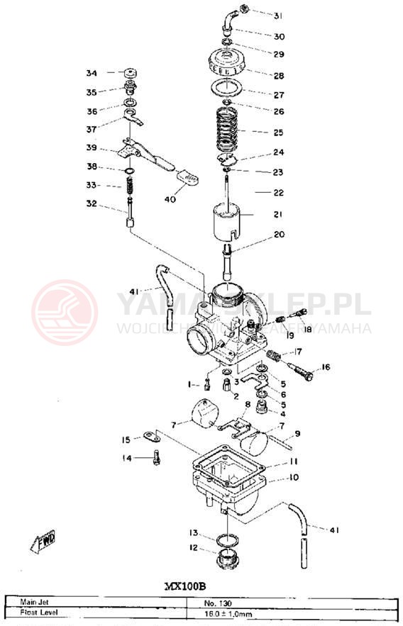 Schemat "Gaźnik" do Yamaha MX100B