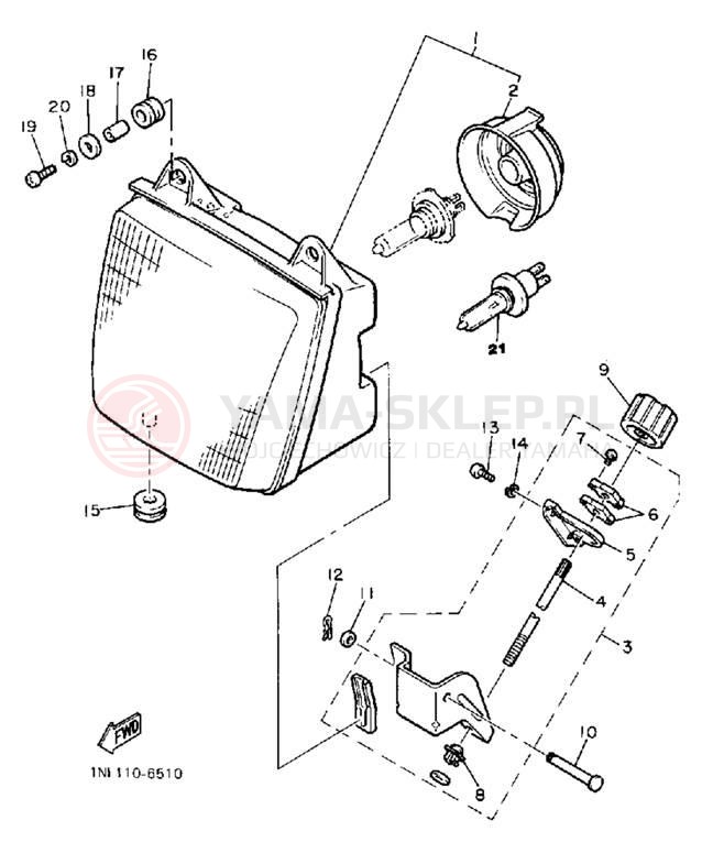 Schemat "Lampa przód" do Yamaha XVZ13DT/XVZ13DTC