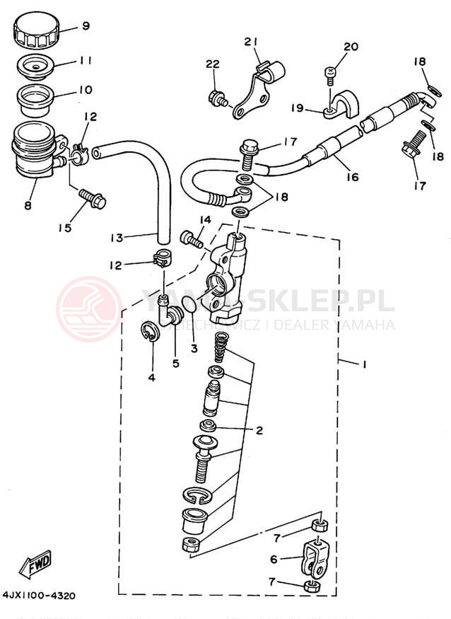 Schemat "Pompa hamulcowa tył" do Yamaha YZ125 YZ125G1