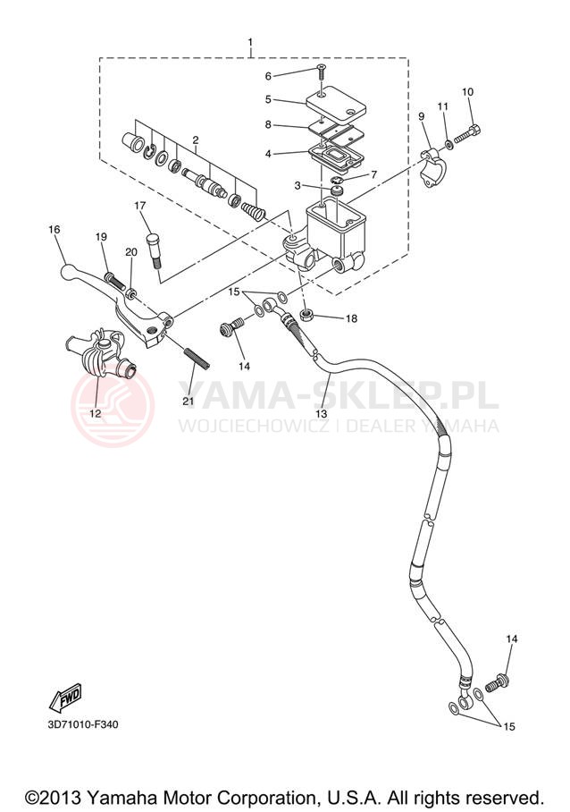 Schemat "Pompa hamulcowa przednia" do Yamaha WR250R WR25RXCL/WR25RXL