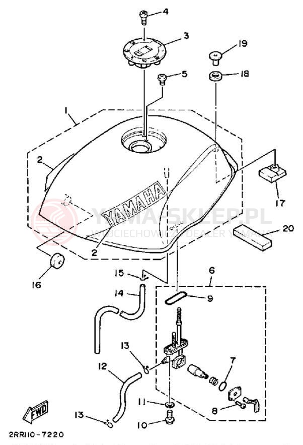 Schemat "zbiornik paliwa" do Yamaha YSR50T
