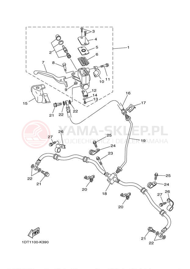 Schemat "Pompa hamulcowa przednia" do Yamaha GRIZZLY 700 4WD YFM7FGAL