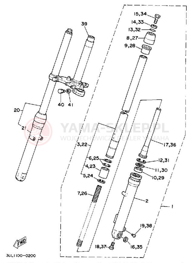 Schemat "Amortyzatory przód" do Yamaha RT100E
