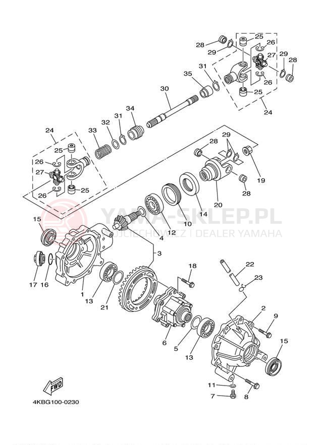 Schemat "Wał napędowy przód" do Yamaha WOLVERINE 4X4 YFM35FXS