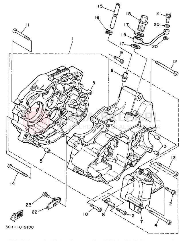 Schemat "Obudowa silnika" do Yamaha MOTO-4 YFM250W