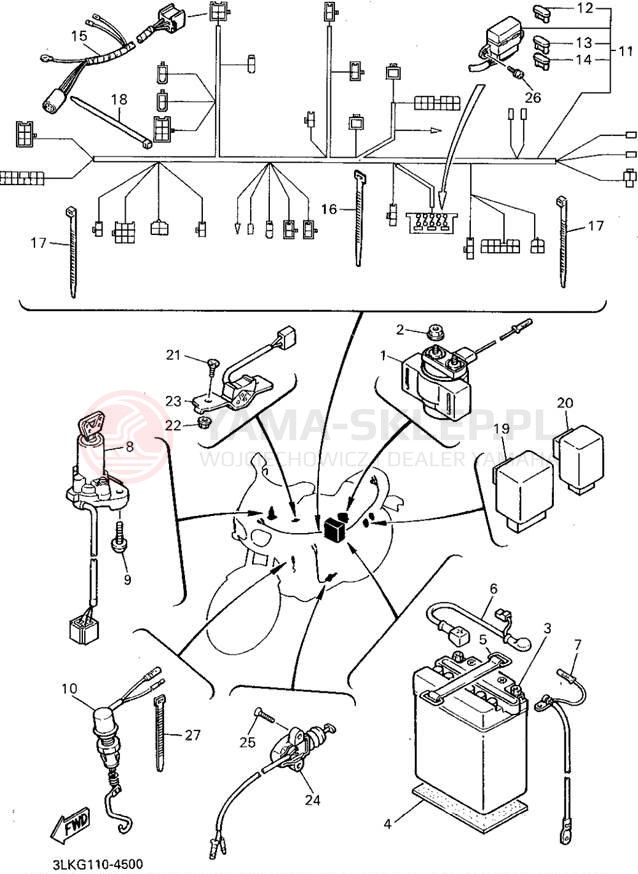 Schemat "układ elektryczny" do Yamaha FZR1000G/FZR1000GC
