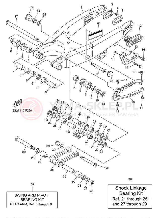 Schemat "wahacz" do Yamaha YZ250F YZ250FW