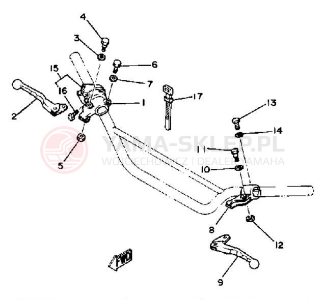 Schemat "Kierownica i osprzęt" do Yamaha TT250H