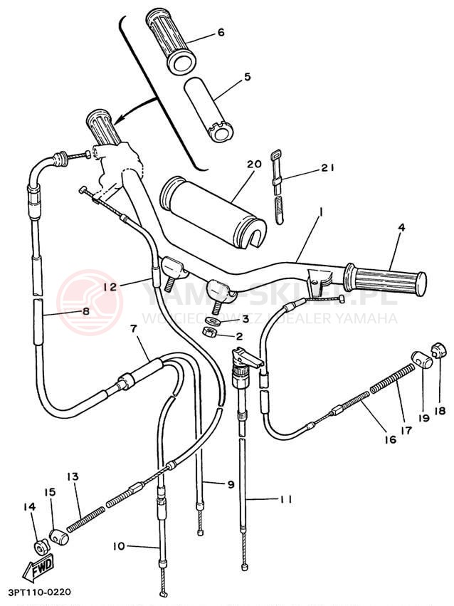 Schemat "Kierownica i osprzęt" do Yamaha YZINGER PW50L1