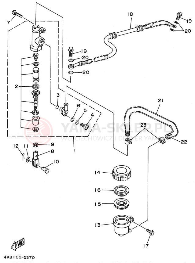 Schemat "Pompa hamulcowa tył" do Yamaha WOLVERINE 4WD YFM350FXH_