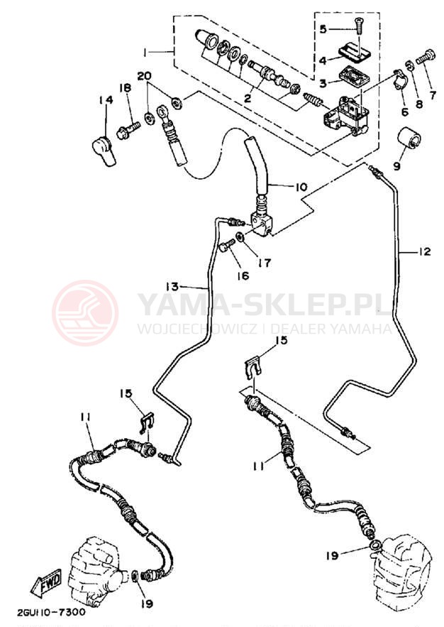 Schemat "Pompa hamulcowa przednia" do Yamaha YFZ350T
