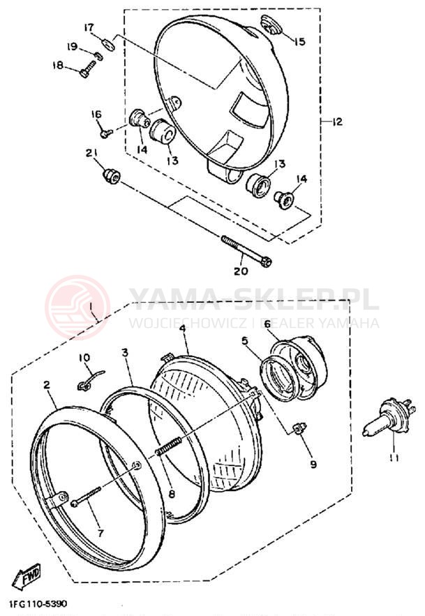 Schemat "Lampa przód" do Yamaha MAXIM X XJ700XS/XJ700XSC