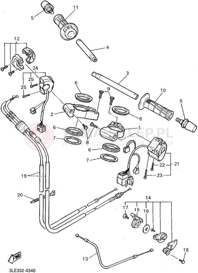 Schemat "Kierownica i osprzęt" do Yamaha FZR1000G/FZR1000GC