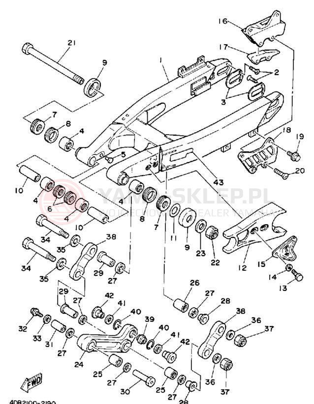 Schemat "wahacz" do Yamaha YZ250D1