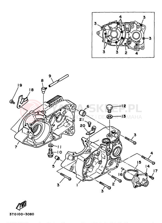 Schemat "Obudowa silnika" do Yamaha RT100J