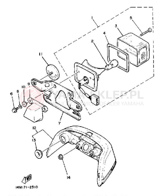 Schemat "lampa tył" do Yamaha CV50L