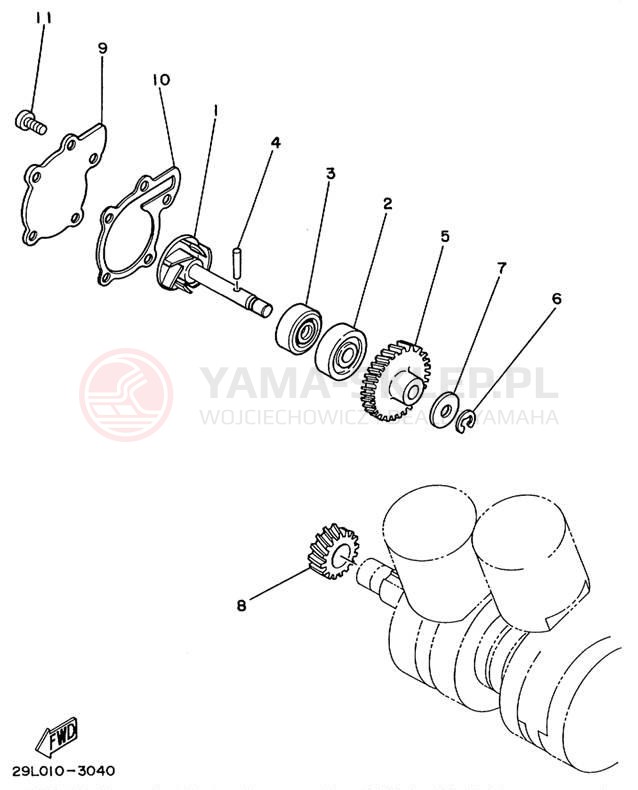 Schemat "Pompa wody" do Yamaha BANSHEE YFZ350L