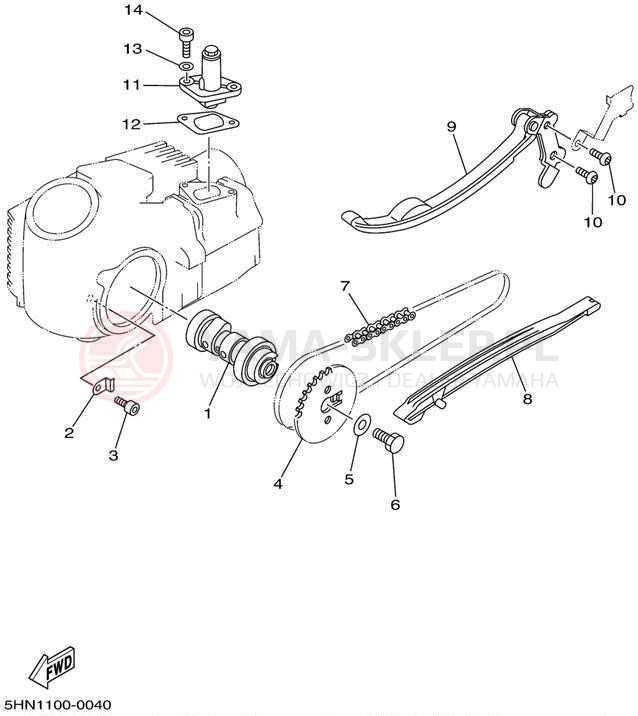Schemat "Rozrząd - łańcuszek" do Yamaha TTR90 TTR90P