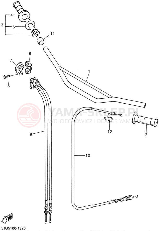 Schemat "Kierownica i osprzęt" do Yamaha YZ426 YZ426FN