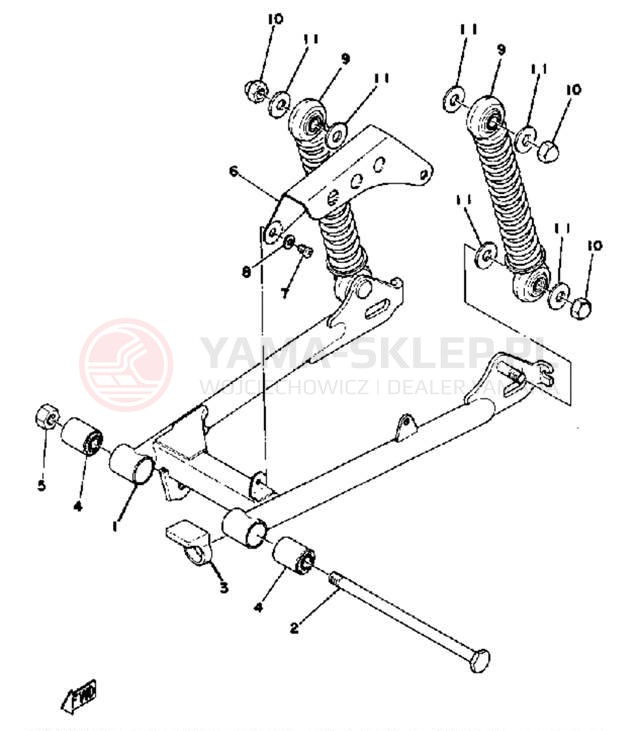 Schemat "wahacz, zawieszenie tył" do Yamaha GT80F