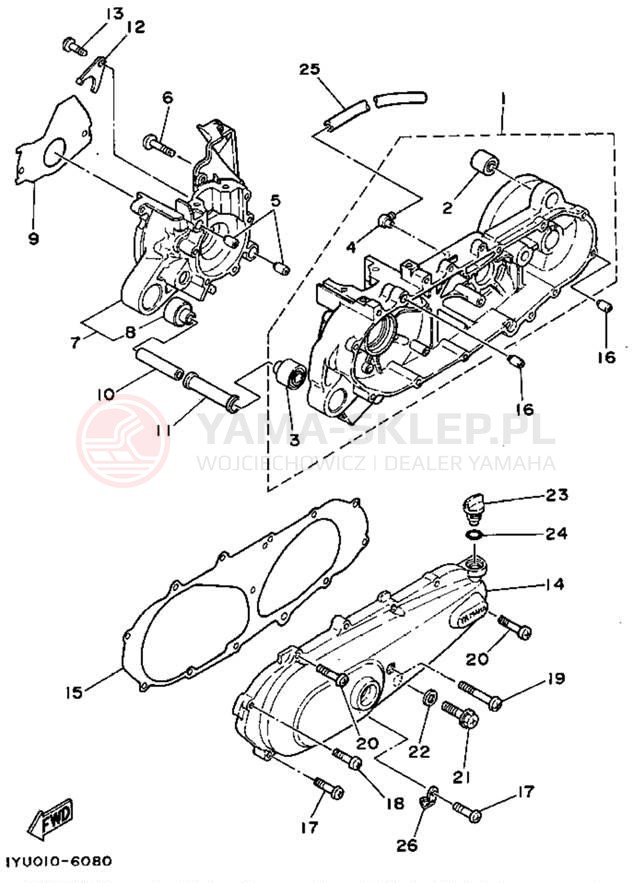 Schemat "Obudowa silnika" do Yamaha SH50MA/SH50A