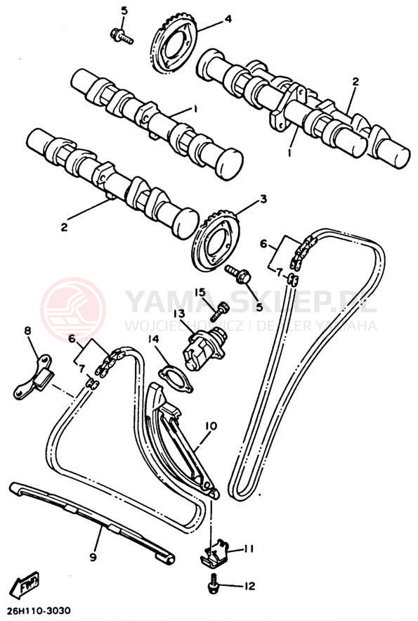 Schemat "Rozrząd - łańcuszek" do Yamaha XVZ13DB/XVZ13DBC