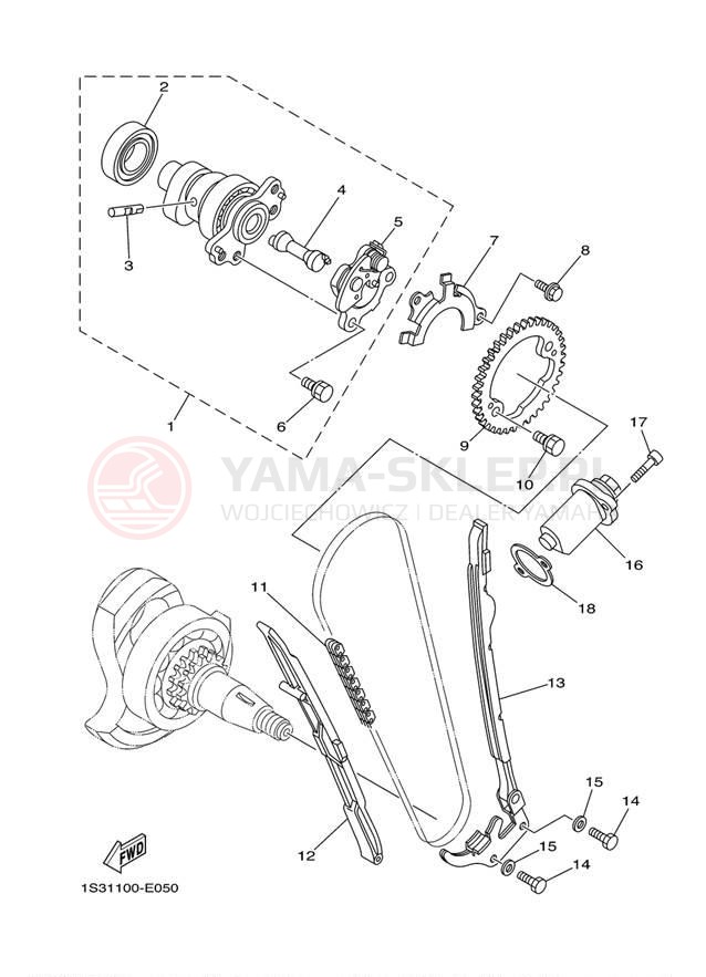 Schemat "Rozrząd - łańcuszek" do Yamaha RAPTOR 700 YFM70RW