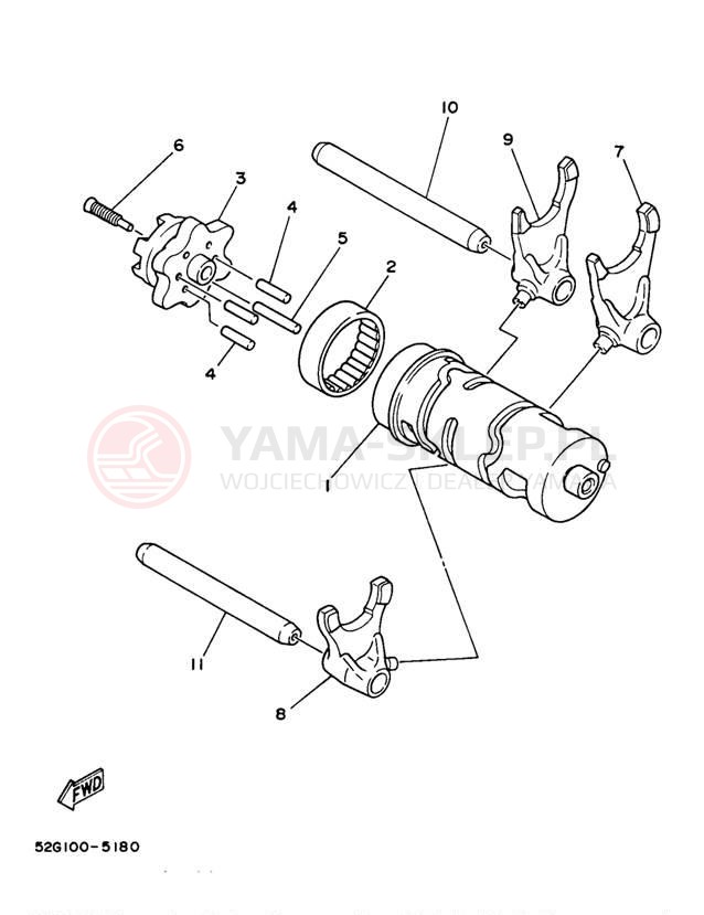 Schemat "Wodziki, automat" do Yamaha TIMBERWOLF 4WD YFB250FWJ