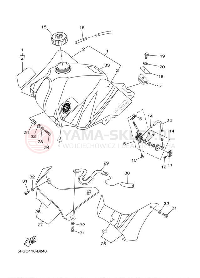 Schemat "zbiornik paliwa" do Yamaha TTR225 TTR225RC/TTR225R