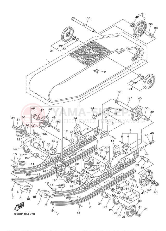 Schemat "Zawieszenie gąsiennicy" do Yamaha PHAZER GT PZ50GTDW