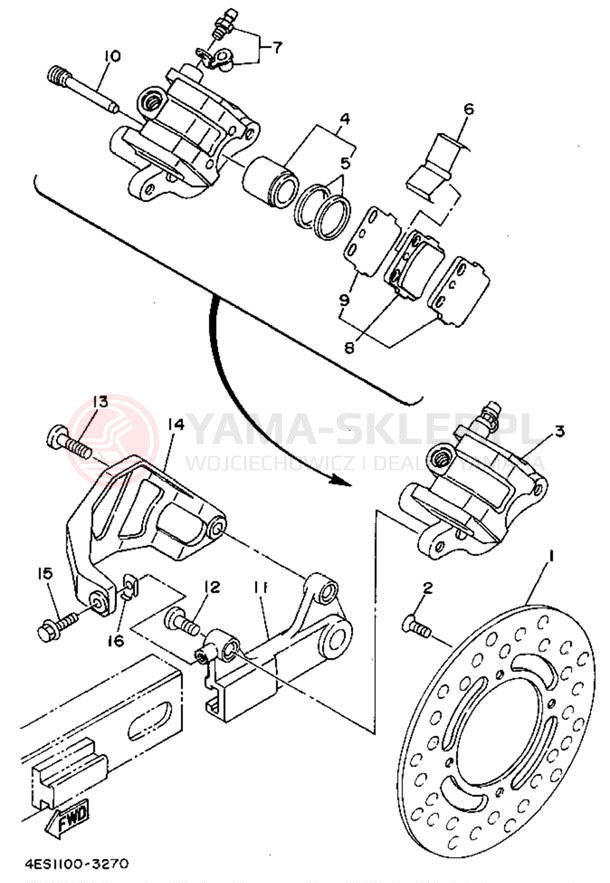 Schemat "Zacisk hamulcowy tylny" do Yamaha YZ80F1