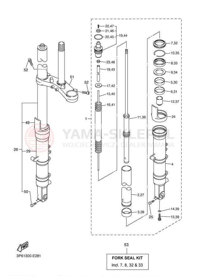 Schemat "Amortyzatory przód" do Yamaha FJR1300A FJR13AXCB/FJR13AXB
