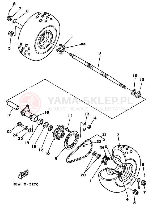 Schemat "Koło tył" do Yamaha YTZ250N