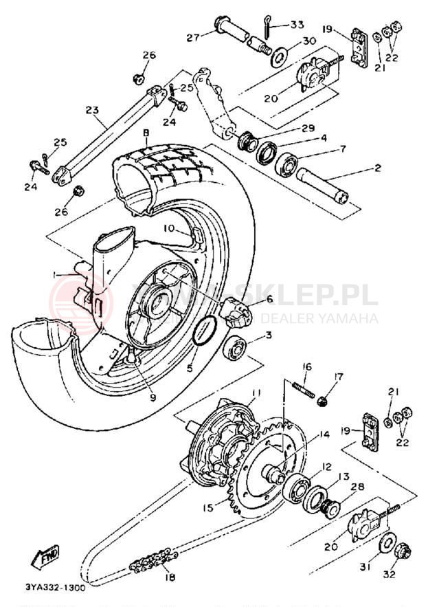 Schemat "Koło tył" do Yamaha FJ1200D/FJ1200DC