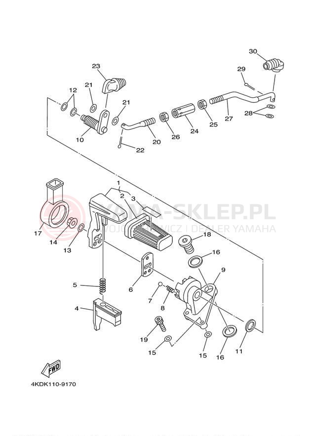 Schemat "dźwignia trybu napędu" do Yamaha TIMBERWOLF 4WD YFB250FWM