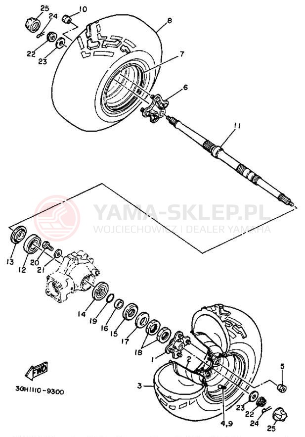 Schemat "Koło tył" do Yamaha MOTO-4 YFM250A