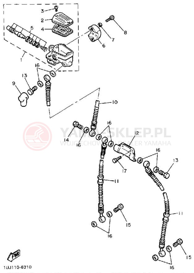 Schemat "Pompa hamulcowa przednia" do Yamaha RADIAN YX600A/YX600AC