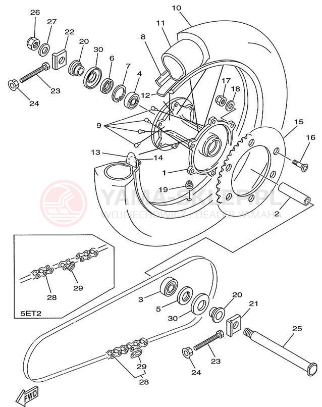 Schemat "Koło tył" do Yamaha COMPETITION YZ250L1