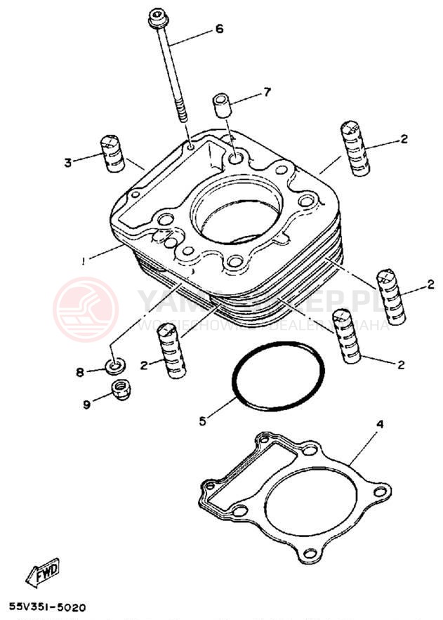 Schemat "cylinder" do Yamaha XT350S/XT350SC