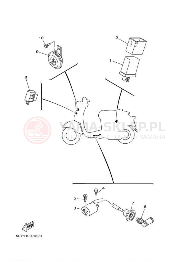Schemat "układ elektryczny" do Yamaha VINO YJ50RS