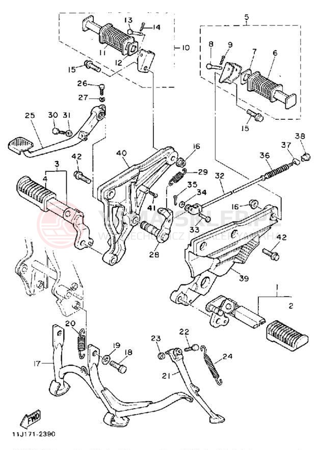 Schemat "Stopka postojowa i podnóżki" do Yamaha XZ550RJ