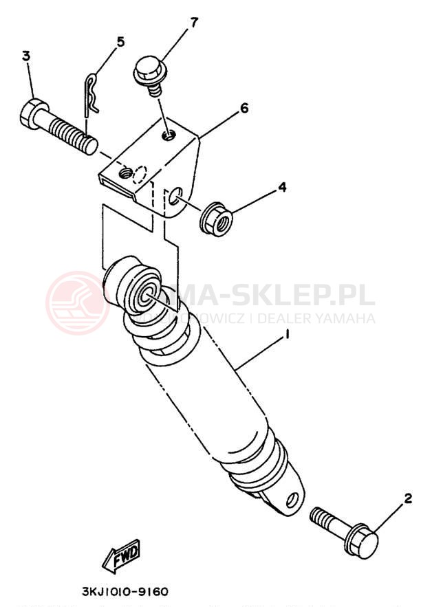 Schemat "zawieszenie tył" do Yamaha JOG CY50M