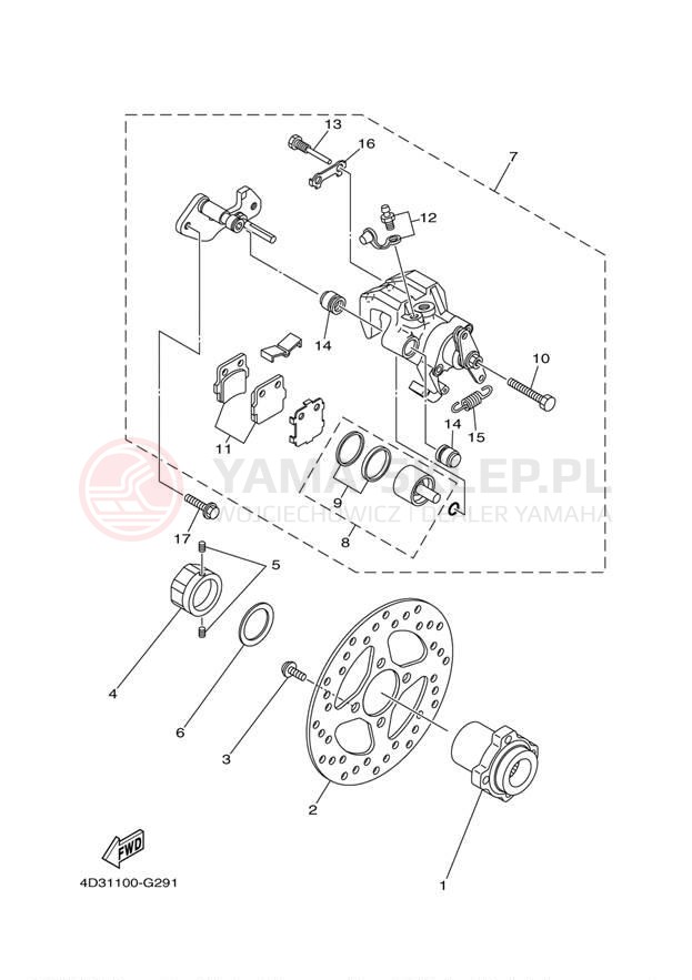 Schemat "Zacisk hamulcowy tylny" do Yamaha RAPTOR 250 YFM25RZW