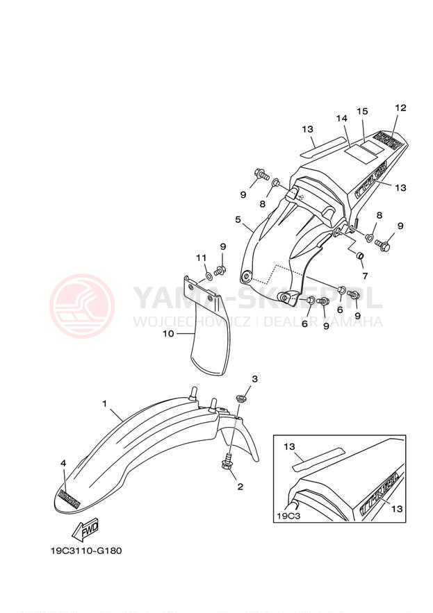 Schemat "błotnik" do Yamaha TTR125LE TTR125LEX/TTR125EX