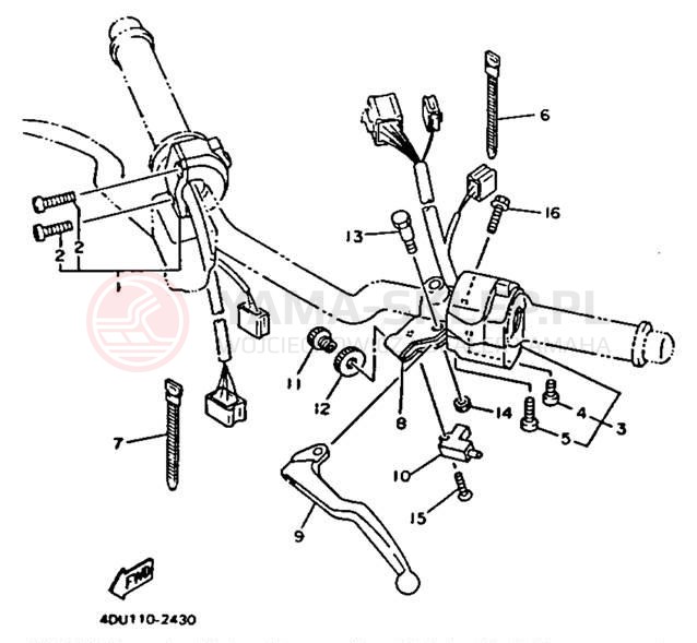 Schemat "Kierownica i osprzęt" do Yamaha SECA II XJ600SDC/XJ600SD