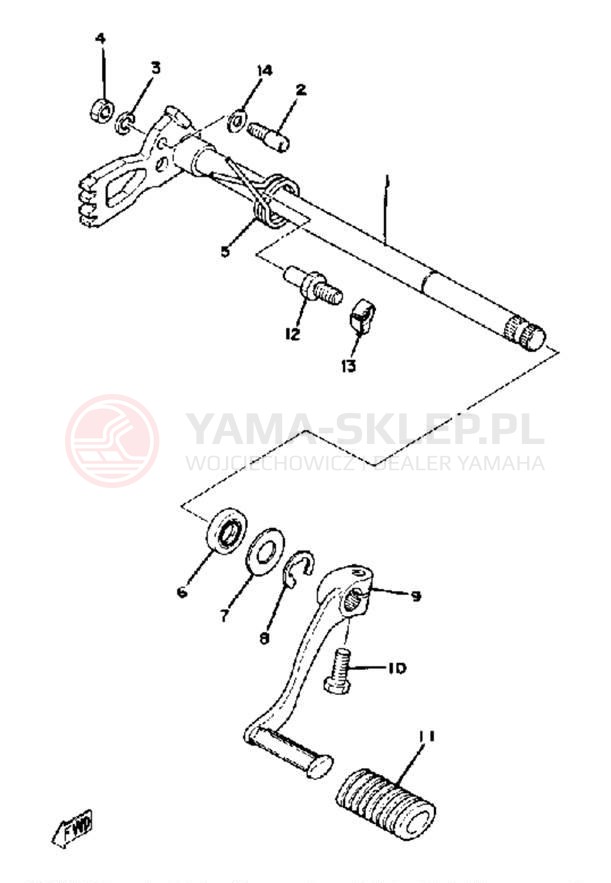 Schemat "Dźwignia zmiany biegów, wałek" do Yamaha XS750SE-31