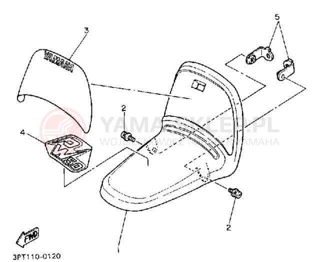 Schemat "Przedni błotnik" do Yamaha Y-ZINGER PW50D