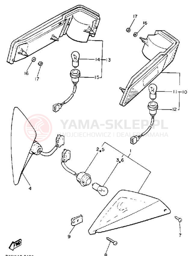 Schemat "kierunkowskazy" do Yamaha XVZ13DD/XVZ13DDC